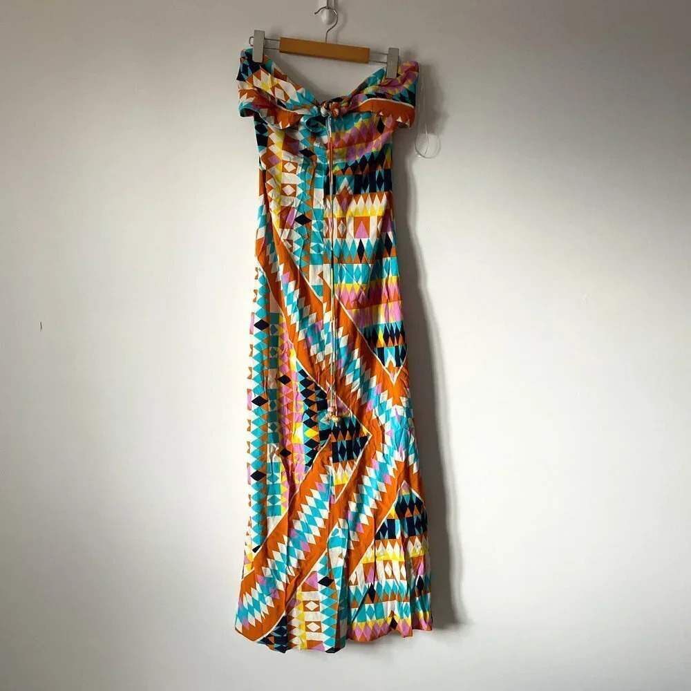 Zara Geometric Printed Strappy Halter Midi Dress NWOT Size Medium Blogger Fav - Picture 6 of 12